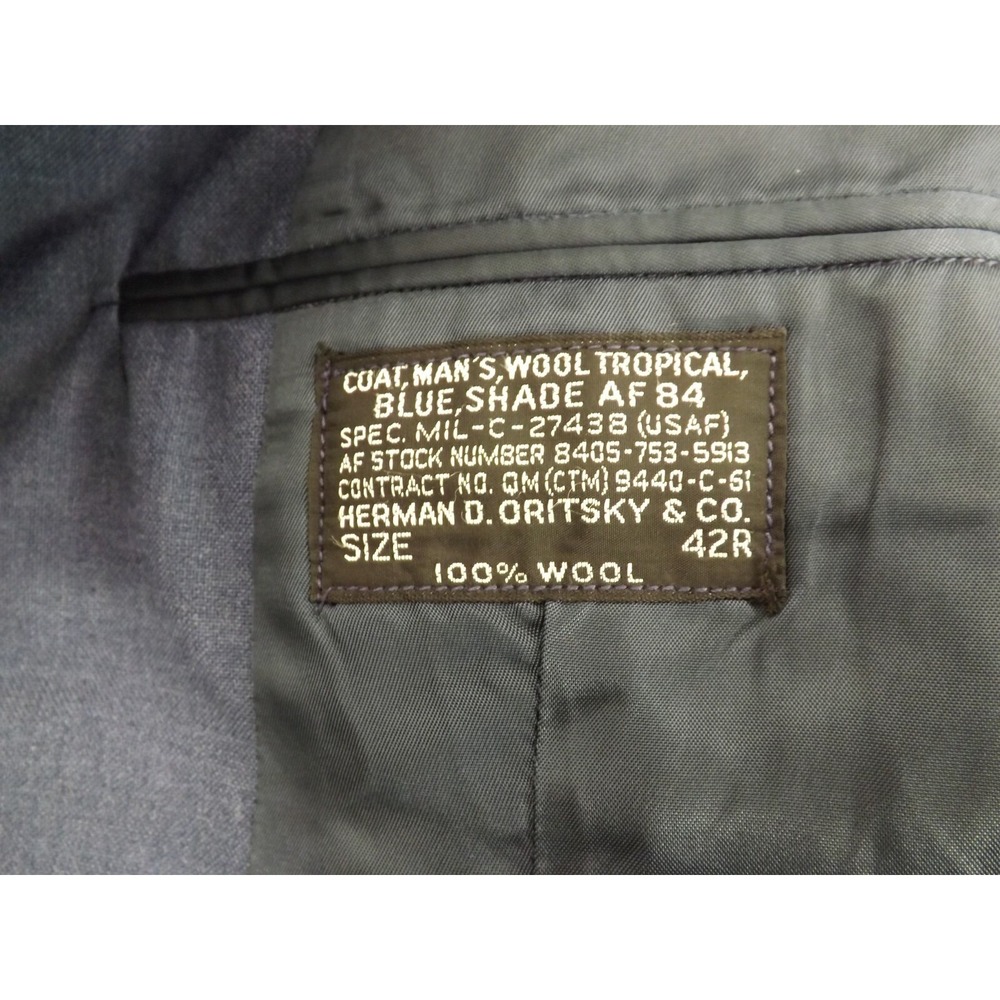 Herman D. Oritsky US Air Force 100% WOOL Dress Blue coat - Men's size 42R - Picture 8 of 16